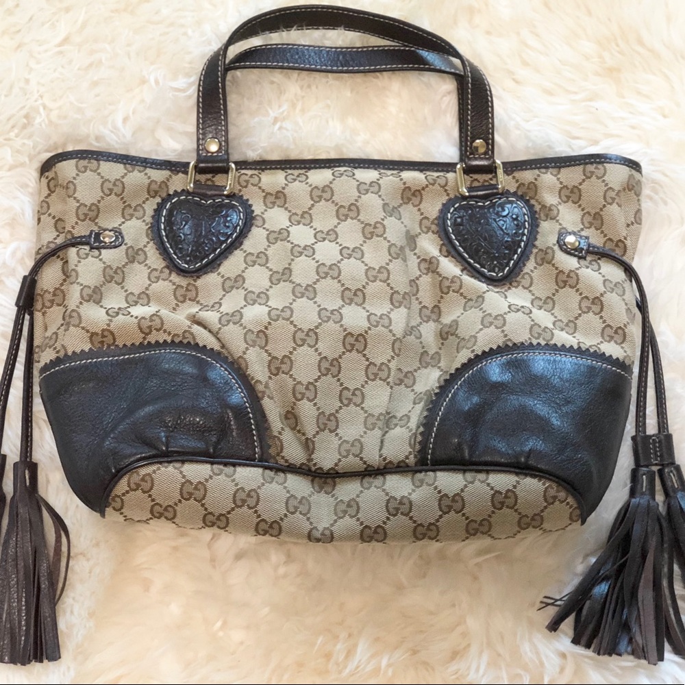 Gucci Beige GG Canvas Tricbeca Satchel Bag